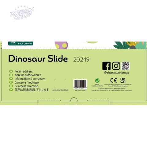 CLASSIC WORLD Kolorowa Zjeżdżalnia Tor Dinozaur 5 el.