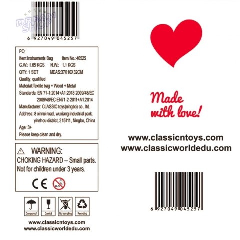 CLASSIC WORLD Zestaw Instrumentów Muzycznych 9 Akcesoriów CLASSIC WORLD Zestaw Instrumentów Muzycznych 9 Akcesoriów