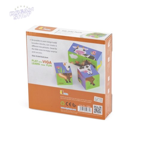 Drewniana układanka Farma Puzzle Viga Toys 4 klocki