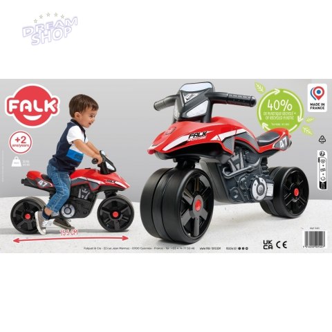 FALK Jeździk Racing Team Motorek Czerwony Szerokie Koła od 1 roku FALK Jeździk Racing Team Motorek Czerwony Szerokie Koła od 1 roku