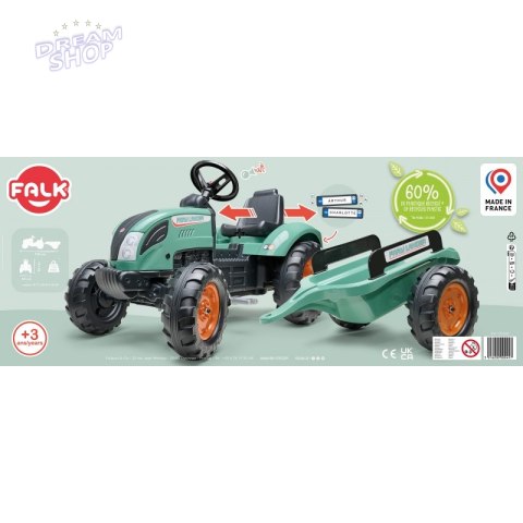 FALK Traktor Lander Zielony na Pedały z Przyczepką od 3 Lat FALK Traktor Lander Zielony na Pedały z Przyczepką od 3 Lat
