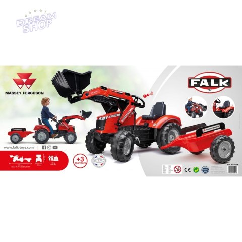 FALK Traktor Massey Ferguson Czerwony na Pedały z Przyczepką od 3 Lat FALK Traktor Massey Ferguson Czerwony na Pedały z Przyczepką od 3 Lat