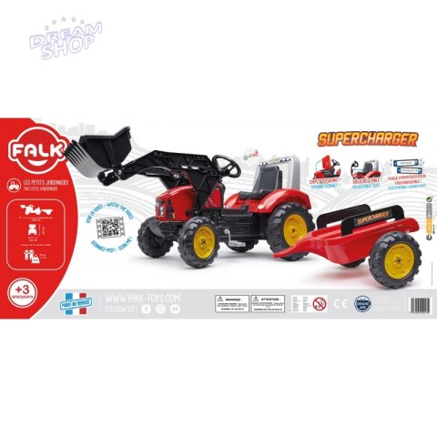 FALK Traktor na Pedały z Przyczepą Red Supercharger FALK Traktor na Pedały z Przyczepą Red Supercharger