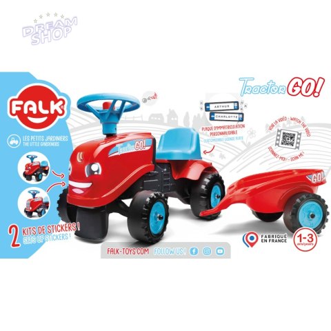 FALK Traktorek GO Czerwony z Przyczepką od 1 roku FALK Traktorek GO Czerwony z Przyczepką od 1 roku