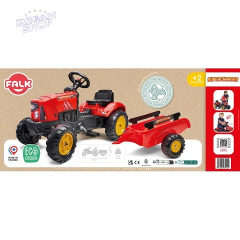 FALK Traktorek Red Supercharger Czerwony Otwierana Maska Od 2 Lat FALK Traktorek Red Supercharger Czerwony Otwierana Maska Od 2 Lat