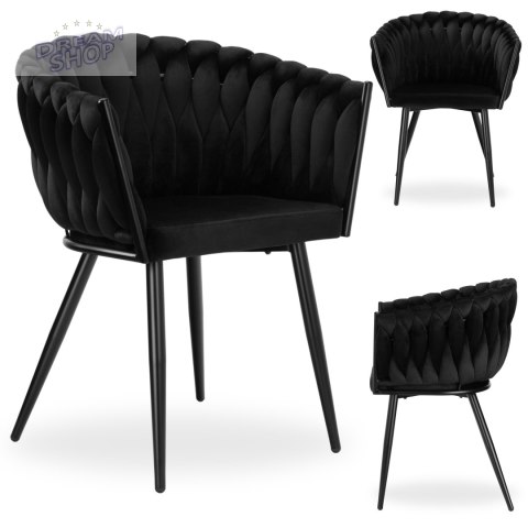 Krzesło plecione COFTON Black Velvet czarny Krzesło plecione COFTON Black Velvet czarny