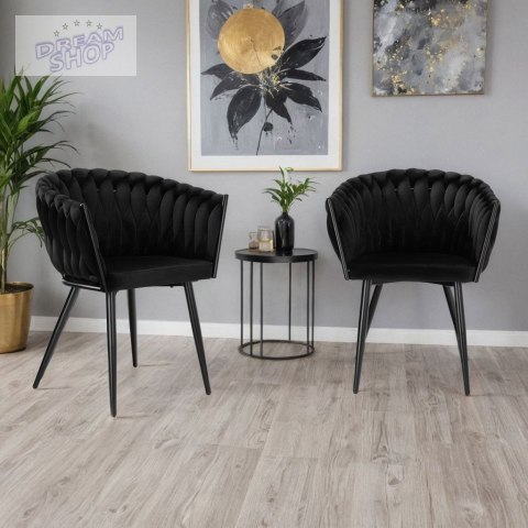 Krzesło plecione COFTON Black Velvet czarny Krzesło plecione COFTON Black Velvet czarny