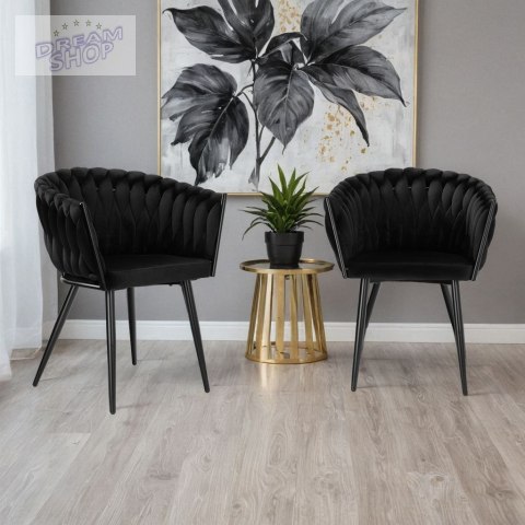 Krzesło plecione COFTON Black Velvet czarny Krzesło plecione COFTON Black Velvet czarny