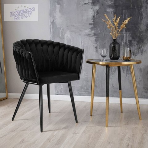 Krzesło plecione COFTON Black Velvet czarny Krzesło plecione COFTON Black Velvet czarny