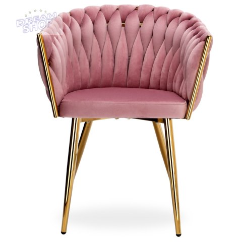 Krzesło plecione COFTON gold Velvet różowy Krzesło plecione COFTON gold Velvet różowy