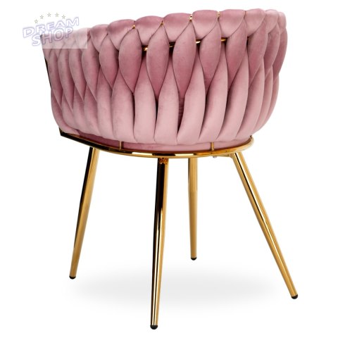 Krzesło plecione COFTON gold Velvet różowy Krzesło plecione COFTON gold Velvet różowy