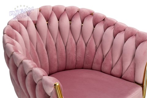 Krzesło plecione COFTON gold Velvet różowy Krzesło plecione COFTON gold Velvet różowy