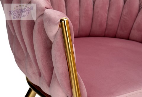 Krzesło plecione COFTON gold Velvet różowy Krzesło plecione COFTON gold Velvet różowy