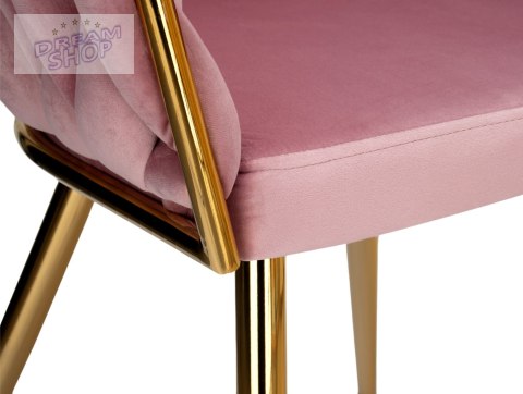 Krzesło plecione COFTON gold Velvet różowy Krzesło plecione COFTON gold Velvet różowy