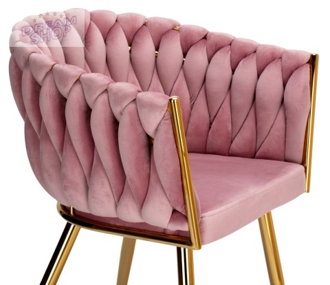 Krzesło plecione COFTON gold Velvet różowy Krzesło plecione COFTON gold Velvet różowy