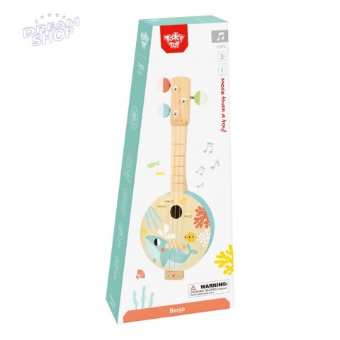 TOOKY TOY Drewniane Banjo Nauka Gry Dla Dzieci z Motywem Morza