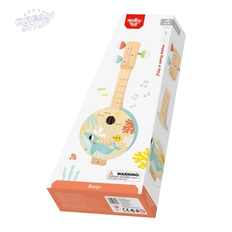 TOOKY TOY Drewniane Banjo Nauka Gry Dla Dzieci z Motywem Morza
