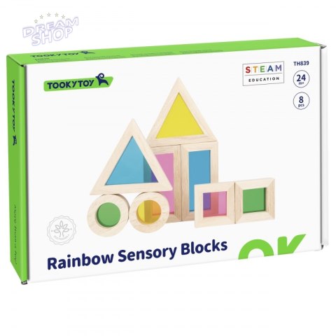 TOOKY TOY Drewniane Kolorowe Klocki Lustra Zestaw 8 el. TOOKY TOY Drewniane Kolorowe Klocki Lustra Zestaw 8 el.