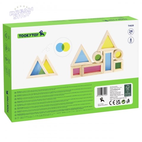 TOOKY TOY Drewniane Kolorowe Klocki Lustra Zestaw 8 el. TOOKY TOY Drewniane Kolorowe Klocki Lustra Zestaw 8 el.