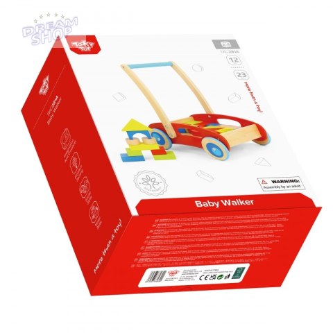 TOOKY TOY Drewniany Chodzik Pchacz dla Dzieci + Klocki 33 el. TOOKY TOY Drewniany Chodzik Pchacz dla Dzieci + Klocki 33 el.