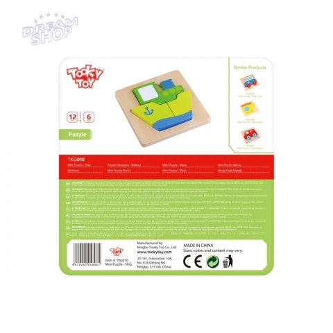 TOOKY TOY Puzzle Układanka Grube Klocki Statek 6 el. TOOKY TOY Puzzle Układanka Grube Klocki Statek 6 el.