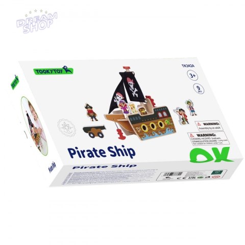 TOOKY TOY Statek Piracki Drewniany Figurki Zestaw TOOKY TOY Statek Piracki Drewniany Figurki Zestaw