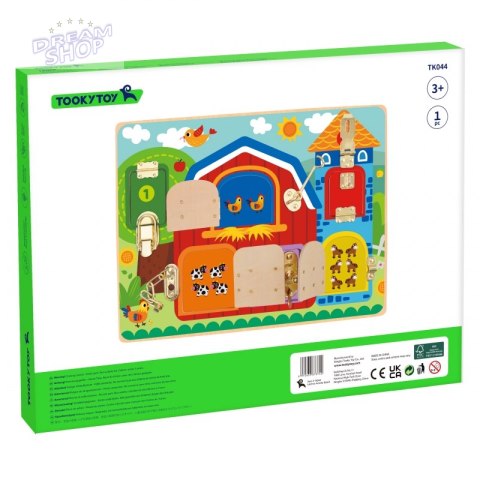 TOOKY TOY Tablica Manipulacyjna Zamki Obrazki Farma TOOKY TOY Tablica Manipulacyjna Zamki Obrazki Farma