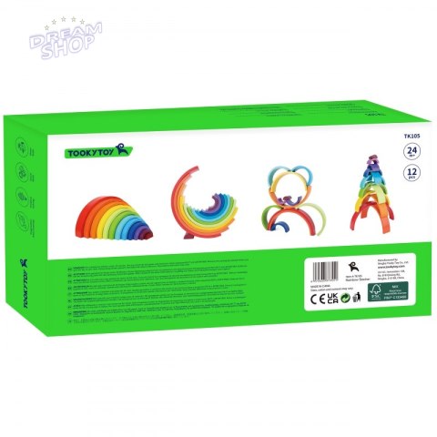 TOOKY TOY Układanka Montessori Tęcza Klocki Drewniane TOOKY TOY Układanka Montessori Tęcza Klocki Drewniane