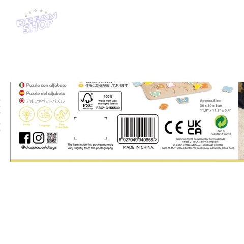 CLASSIC WORLD Drewniane Puzzle Montessori Układanka Nauka Alfabetu Liter Słów 27 el. CLASSIC WORLD Drewniane Puzzle Montessori Układanka Nauka Alfabetu Liter Słów 27 el.