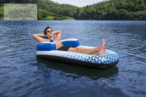 Dmuchany Materac do pływania Indigo Wave BESTWAY 183x97cm + Dmuchane oparcie + Miejsce na napoje Dmuchany Materac do pływania Indigo Wave BESTWAY 183x97cm + Dmuchane oparcie + Miejsce na napoje