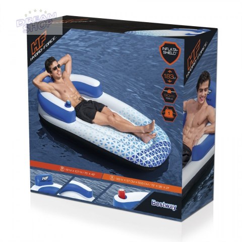 Dmuchany Materac do pływania Indigo Wave BESTWAY 183x97cm + Dmuchane oparcie + Miejsce na napoje Dmuchany Materac do pływania Indigo Wave BESTWAY 183x97cm + Dmuchane oparcie + Miejsce na napoje