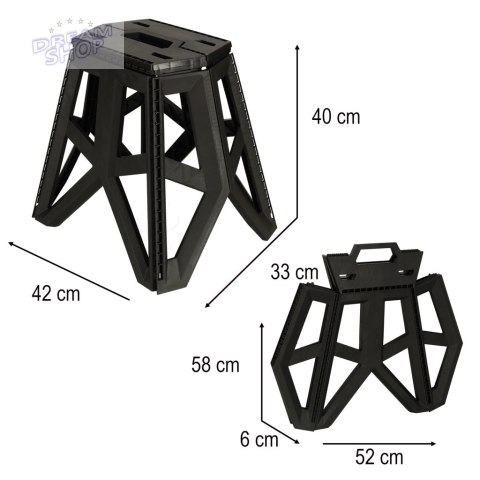 Taboret Składany Krzesełko Turystyczne Czarne Kempingowe Przenośne 39,5cm czarne Taboret Składany Krzesełko Turystyczne Czarne Kempingowe Przenośne 39,5cm czarne