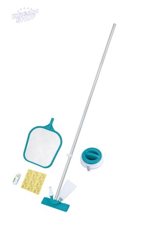 Zestaw 5w1 Czyszczący Konserwujący basen BESTWAY Siatka + Odkurzacz + Kij + Paski pH + Łatka