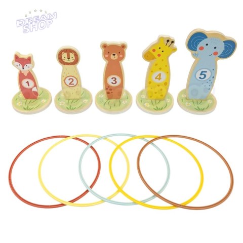 TOOKY TOY Rzut do Celu Drewniana Gra Zręcznościowa Obręcze 15 el.