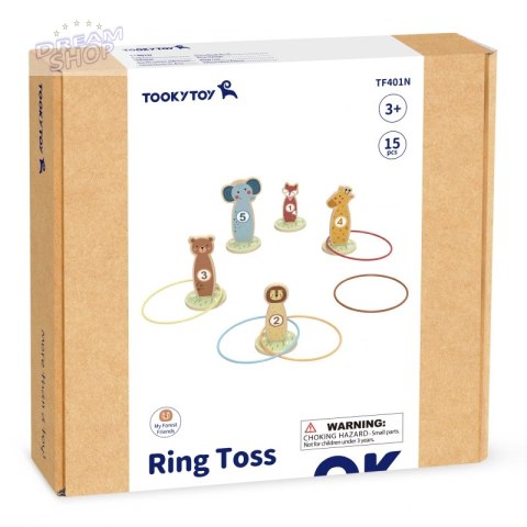 TOOKY TOY Rzut do Celu Drewniana Gra Zręcznościowa Obręcze 15 el.