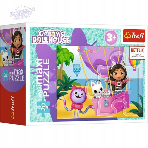 Puzzle 20 MiniMaxi Koci Domek Gabi w balonie 20 elementów 3+ Trefl 21157