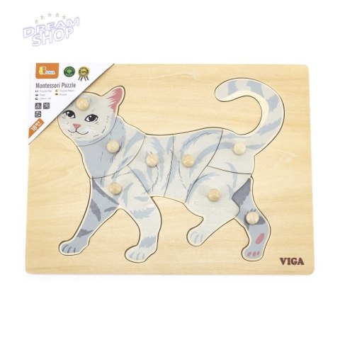 VIGA Drewniane Puzzle Montessori Kot z Pinezkami VIGA Drewniane Puzzle Montessori Kot z Pinezkami