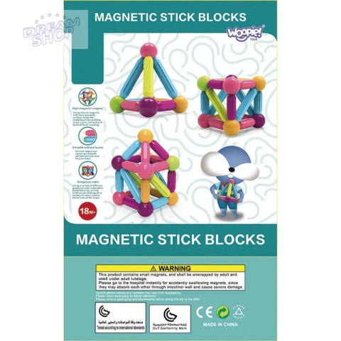 WOOPIE Magnetyczne Klocki Konstrukcyjne Edukacyjne Duże Grube 28 el.