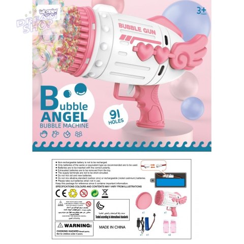 WOOPIE Pistolet do Robienia Baniek Mydlanych 91 Otworów Różowy WOOPIE Pistolet do Robienia Baniek Mydlanych 91 Otworów Różowy