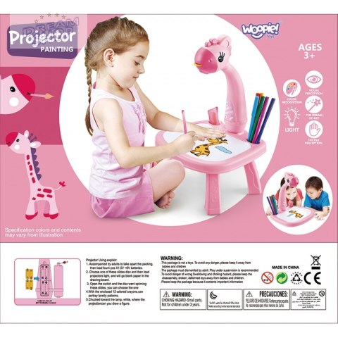 WOOPIE Tablica do Rysowania Projektor Różowa Żyrafa + Flamastry