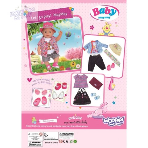 WOOPIE Ubranko dla Lalki Zestaw Sukienka Czapeczka 43 - 46 cm Różowy WOOPIE Ubranko dla Lalki Zestaw Sukienka Czapeczka 43 - 46 cm Różowy