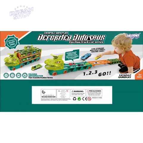 WOOPIE Zabawkowa Ciężarówka Dinozaur Tor 2,1 m dla Samochodzików WOOPIE Zabawkowa Ciężarówka Dinozaur Tor 2,1 m dla Samochodzików