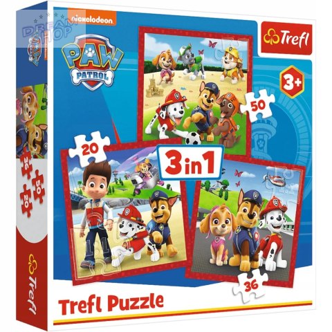 Puzzle 3W1 3+ Psi Patrol Wesołe pieski Paw Patrol Trefl 34867 Puzzle 3W1 3+ Psi Patrol Wesołe pieski Paw Patrol Trefl 34867
