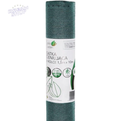 SIATKA CIENIUJĄCA 140G/M2 CZARNO ZIELONA ROLKA 1.5X10M SASKA GARDEN