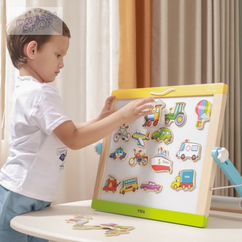 VIGA Drewniane magnesy pojazdy zestaw