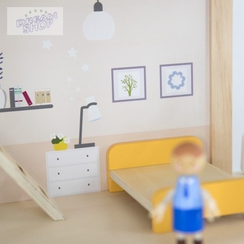 VIGA Zestaw Drewniany Domek dla Lalek z Laleczkami i Akcesoriami VIGA Zestaw Drewniany Domek dla Lalek z Laleczkami i Akcesoriami