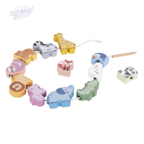 WOOPIE GREEN Drewniana Nawlekanka Klocki Przeplatanka ZOO Montessori13 EL