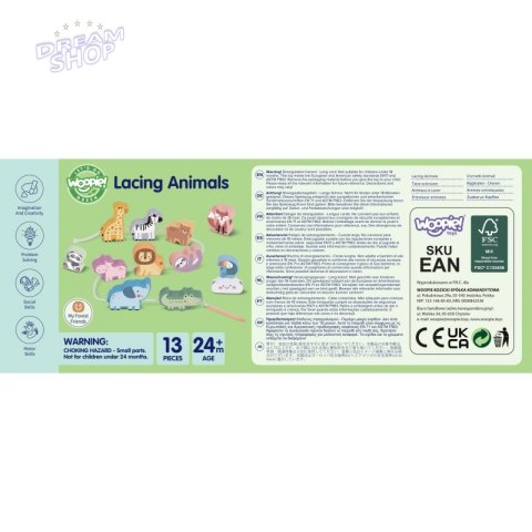 WOOPIE GREEN Drewniana Nawlekanka Klocki Przeplatanka ZOO Montessori13 EL