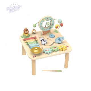 WOOPIE GREEN Drewniany Stolik Edukacyjny Muzyczny Labirynt Sensoryczny 5W1
