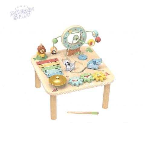 WOOPIE GREEN Drewniany Stolik Edukacyjny Muzyczny Labirynt Sensoryczny 5W1